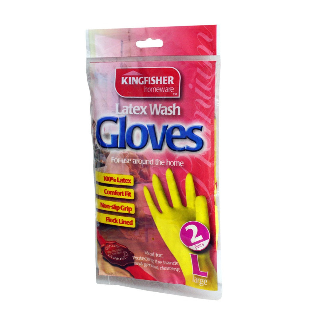 2 Pairs of Household Latex Rubber Gloves Large