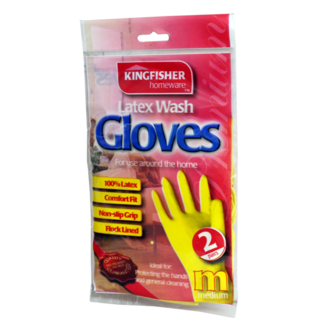 2 Pairs of Household Latex Rubber Gloves Medium